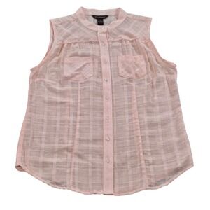 NWT Bit & Bridle Womens‎ Small Peach Orange Sleeveless Button Up Shirt
